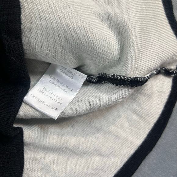 Icelandic Design Women's Black/White 1/4 Zip 100% Merino Wool Sweater Large - Picture 6 of 7